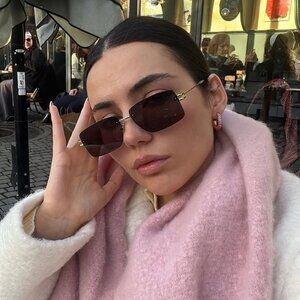 Bottega Veneta BV1126S 002 Rectangle Sunglasses - Gold/Grey